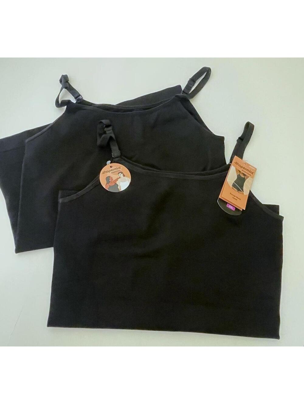 2pk Shapermint Essentials Scoop Neck Cami Size 2XL Black Smoothing Control